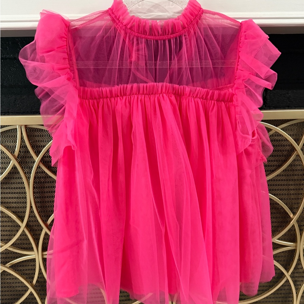 Vibrant Pink Ruffled Tulle Top